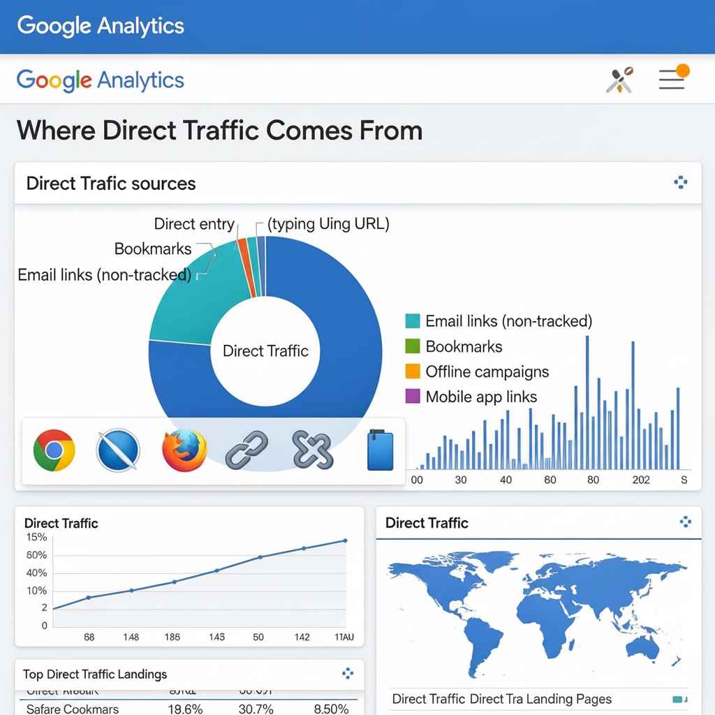 Professional Google Analytics dashboard with modern design, smooth gradients, polished icons, and clear data visualizations.